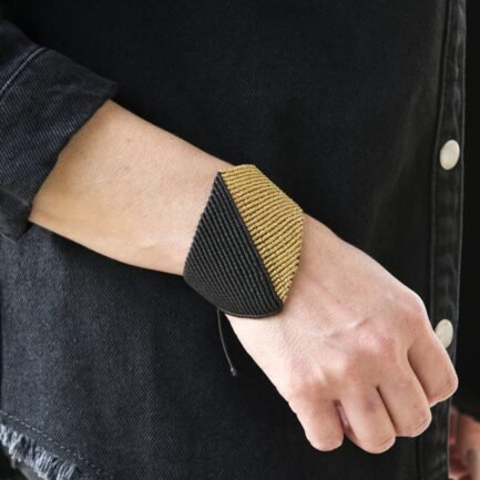 βραχιολι macrame ADLA μαυρο χρυσο