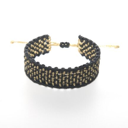 βραχιολι macrame ASHAKI χρυσο μαυρο
