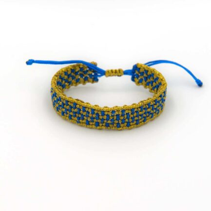 βραχιολι macrame ASHAKI χρυσο μπλε