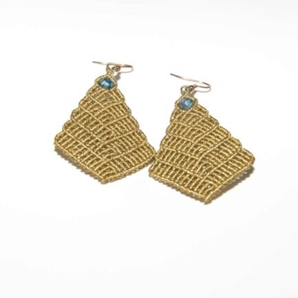 σκουλαρικια macrame IDIBA χρυσο με περλα