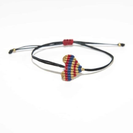 ΒΡΑΧΙΟΛΙ MACRAME ΚΑΡΔΟΥΛΑ ΧΡΥΣΟ-ΜΠΛΕ-ΚΟΚΚΙΝΟ