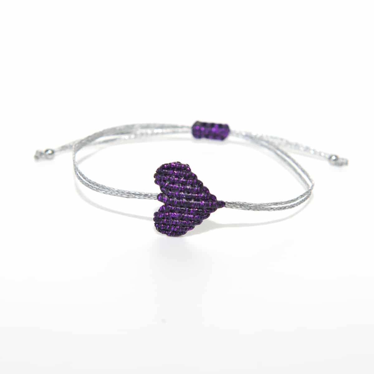 ΒΡΑΧΙΟΛΙ MACRAME ΚΑΡΔΟΥΛΑ ΜΩΒ ΜΕΤΑΛΙΖΕ ΜΕ ΑΣΗΜΙ