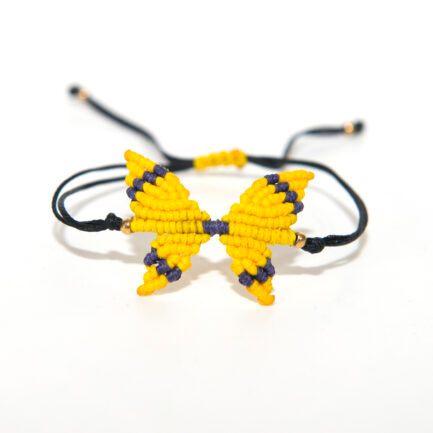 ΒΡΑΧΙΟΛΙ MACRAME ΠΕΤΑΛΟΥΔΑ ΚΙΤΡΙΝΟ ΜΩΒ