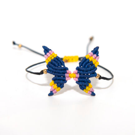 ΒΡΑΧΙΟΛΙ MACRAME ΠΕΤΑΛΟΥΔΑ ΜΠΛΕ ΚΙΤΡΙΝΟ
