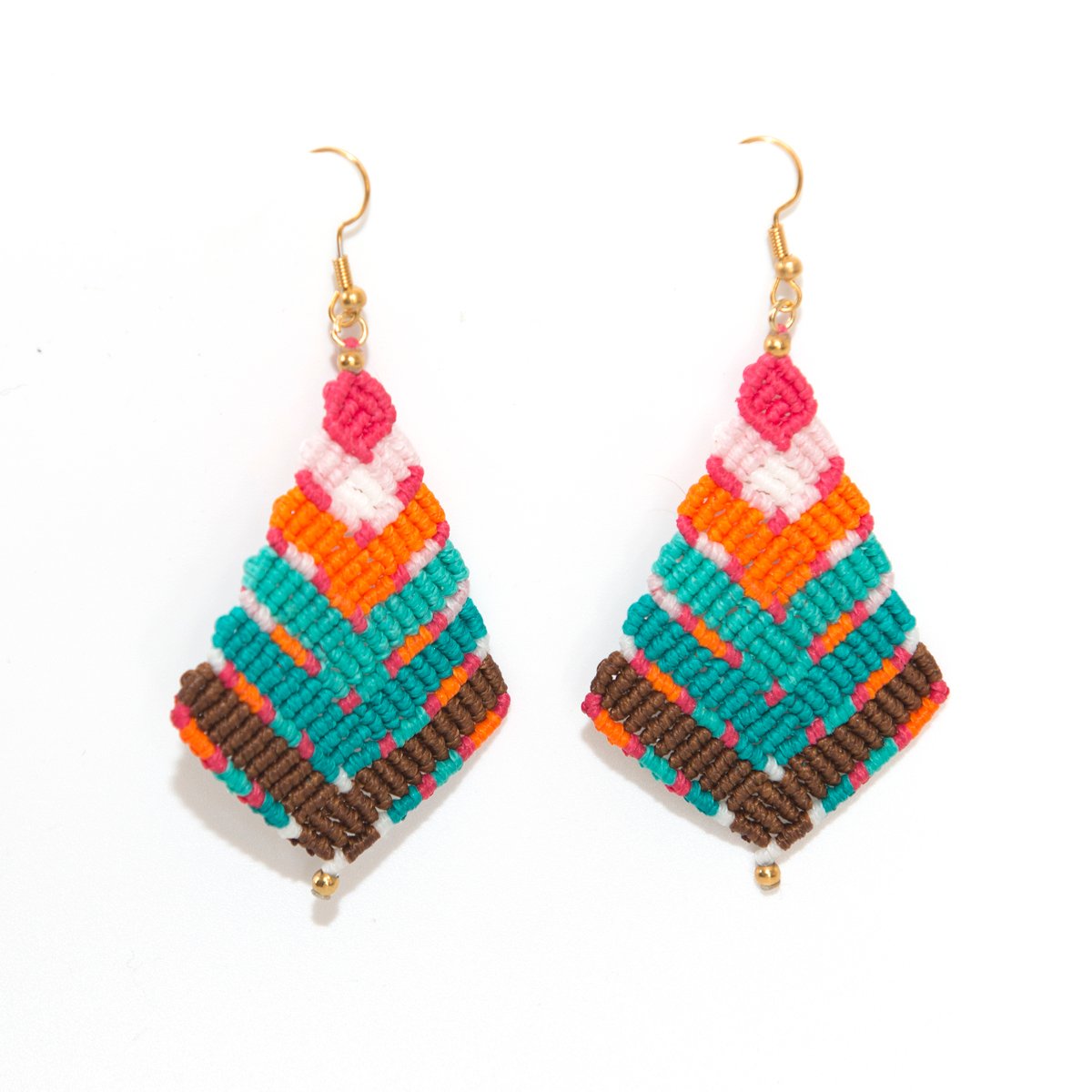 ΣΚΟΥΛΑΡΙΚΙΑ MACRAME IDIBA ΛΕΥΚΟ ΤΙΡΚΟΥΑΖ ΚΑΦΕ