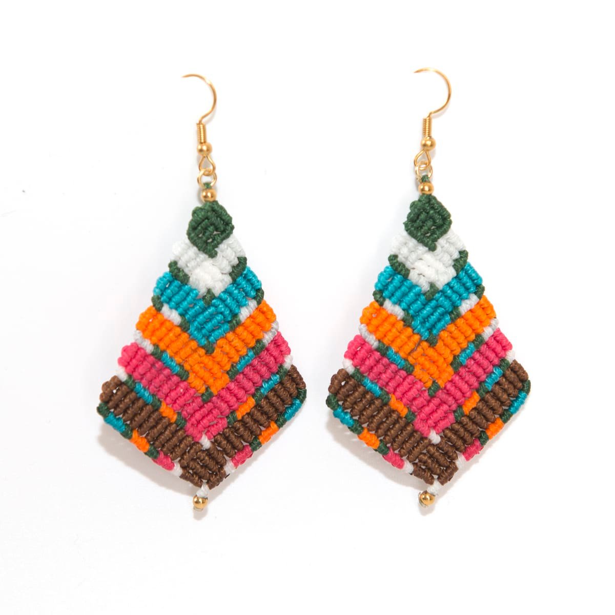 ΣΚΟΥΛΑΡΙΚΙΑ MACRAME IDIBA ΠΡΑΣΙΝΟ ΠΟΡΤΟΚΑΛΙ ΚΑΦΕ